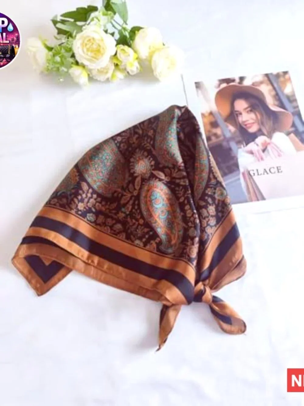 Silk Feeling 100% Polyester Head Scarf Bandana Purse Scarf